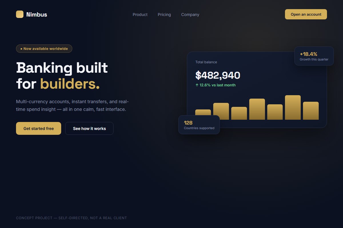 Nimbus concept fintech landing page design